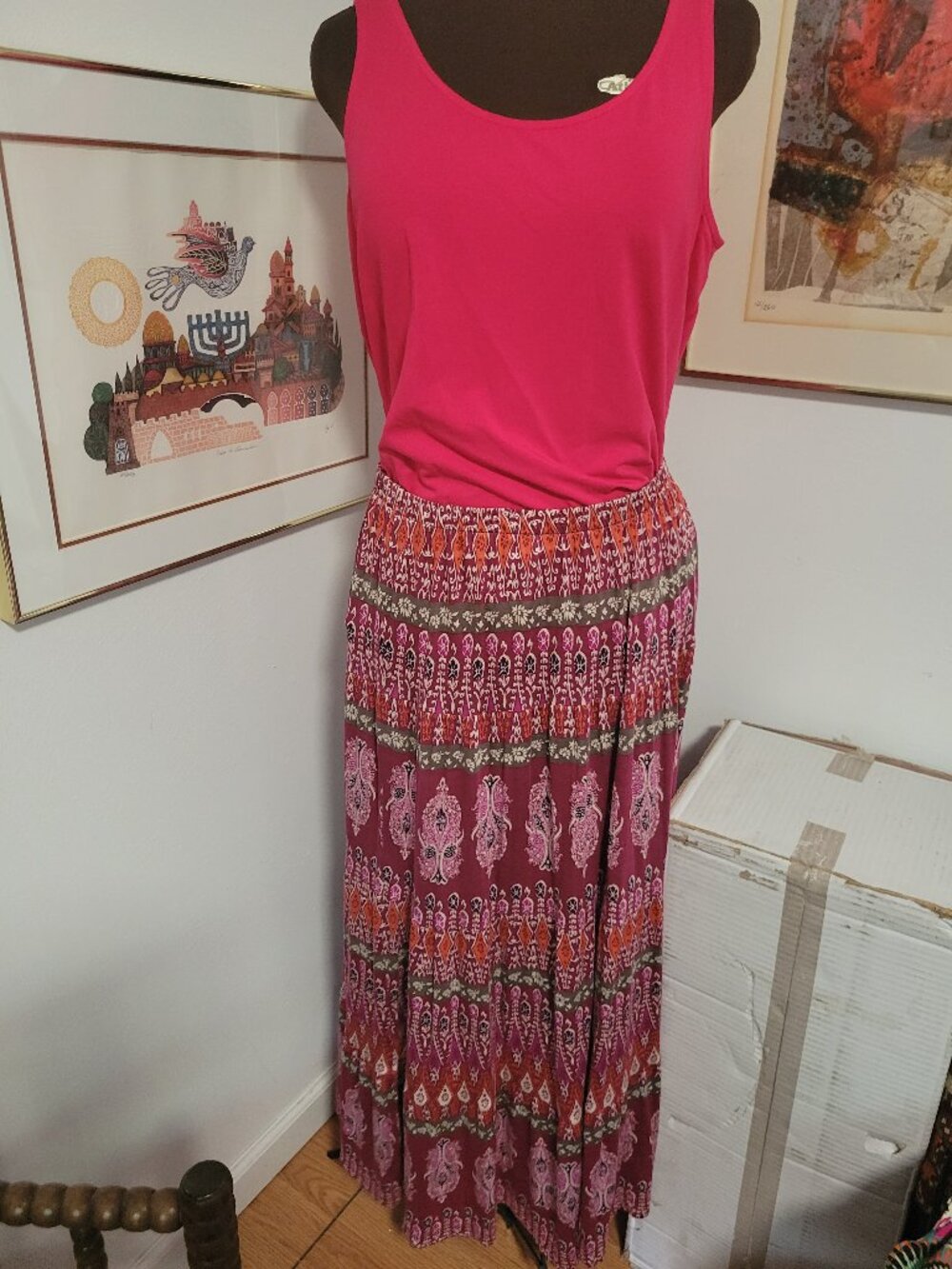Two Piece NWT Set St.John's Bay Pheasant Skirt and Talbots NWT Tank Top Size L